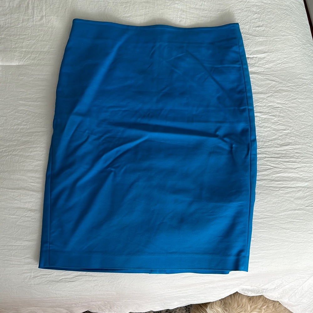 High waist blue pencil skirt